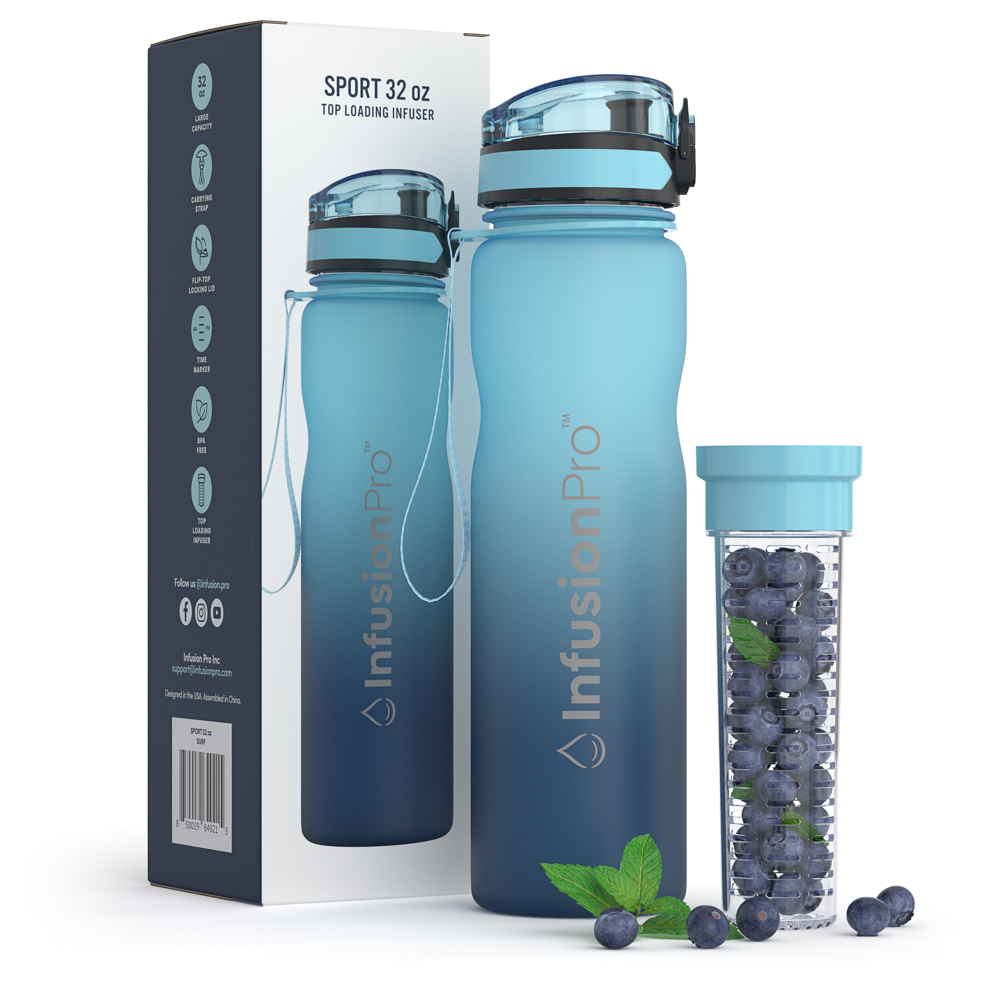 Sharpro 32 oz. Infuser Water Bottles, Prime Water Bottles